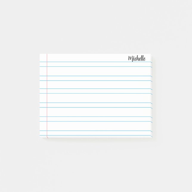  Personalised Lined School Notebook Paper Post-it Notes (Front)