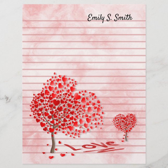 Personalised Lined Valentine Heart Scrapbook Paper (Front)
