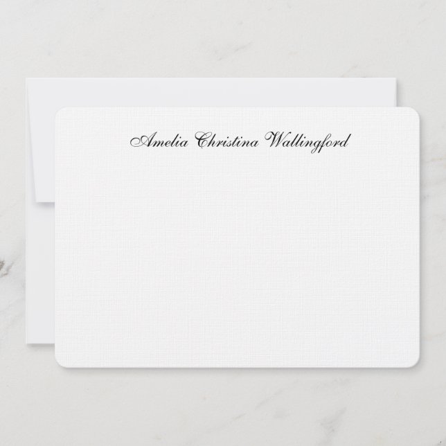 Personalised Linen Flat Note Card (Front)