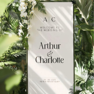 Personalised Linen Wedding Banner, Outdoor Welcome Banner