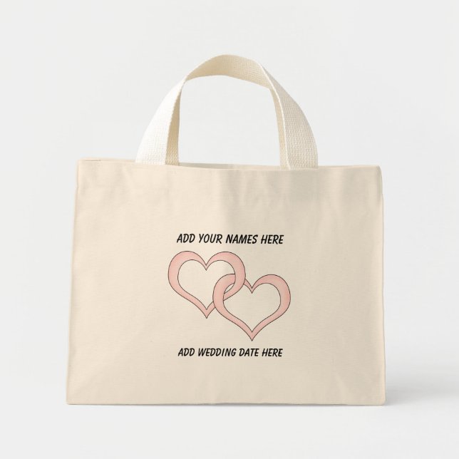 Personalised Linked Hearts Wedding Tote Bag (Front)