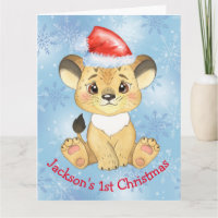 Personalised Lion 1st Christmas Baby Boy Blue