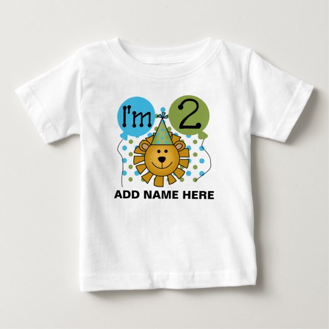 Personalised Lion 2nd Birthday Tshirt (Front)