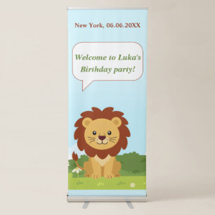 Personalised Lion Birthday Banner for Kids Party