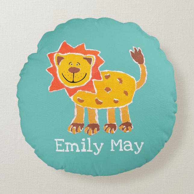 Personalised Lion Collage Print Cushion Pillow (Front)