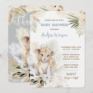 Personalised Lion Prince Baby Shower Invitation