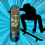 Personalised  LION WEED KING  Skateboard<br><div class="desc">Personalised LION WEED KING
Skating is all about having fun,  and there is something for everyone in our skateboard range. A fabulous hat guaranteed to raise a smile! . . Have fun with your personal message-.skating the streets and skatepark,  or cruising.</div>