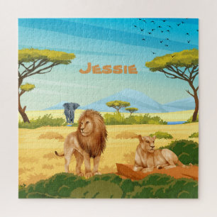 Personalised Lions on the Savannah  Jigsaw Puzzle
