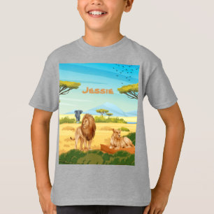 Personalised Lions on the Savannah T-Shirt