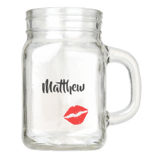 Personalised Lipstick Print Mason Jar
