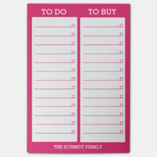 Personalised List- To Do, To Buy - Hot Pink Post-it Notes