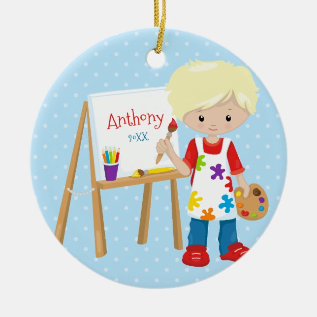 Personalised Little Artist Christmas Ornament (Front)