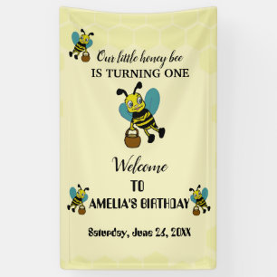 Personalised little Bee theme 1st Birthday party Banner