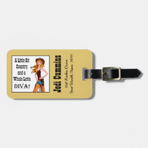 Personalised Little Bit Country, Whole Lotta DIVA! Luggage Tag