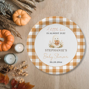 Personalised Little Boo Ghost Pumpkin Fall Shower Paper Plate