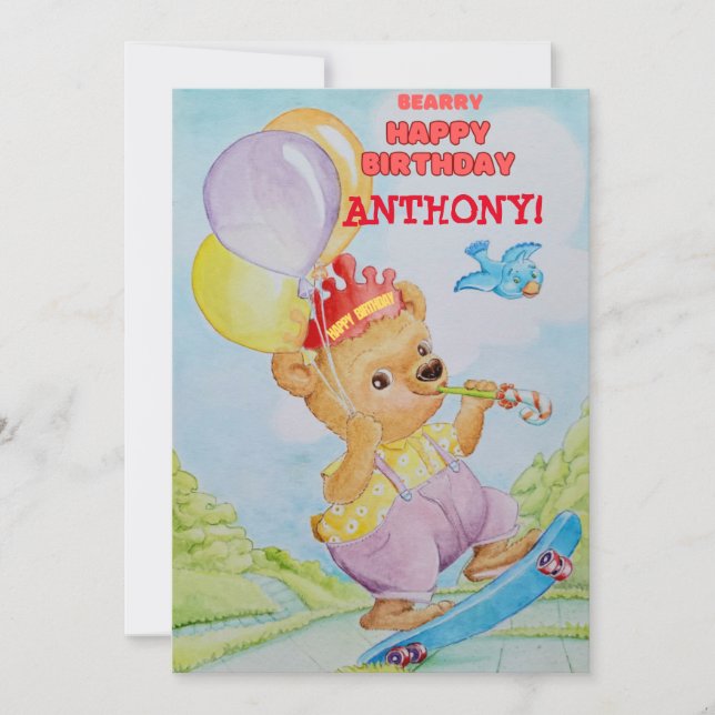 Personalised Little Boys Birthday Greeting Card  (Front)