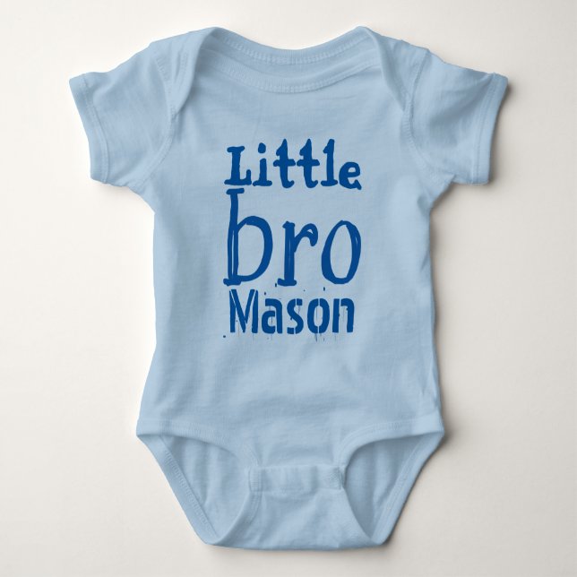 Personalised Little BRO Blue Baby Bodysuit (Front)