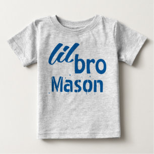Personalised Little BRO Blue Baby T-Shirt