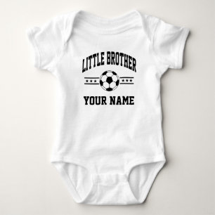 personalised little brother soccer baby bodysuit