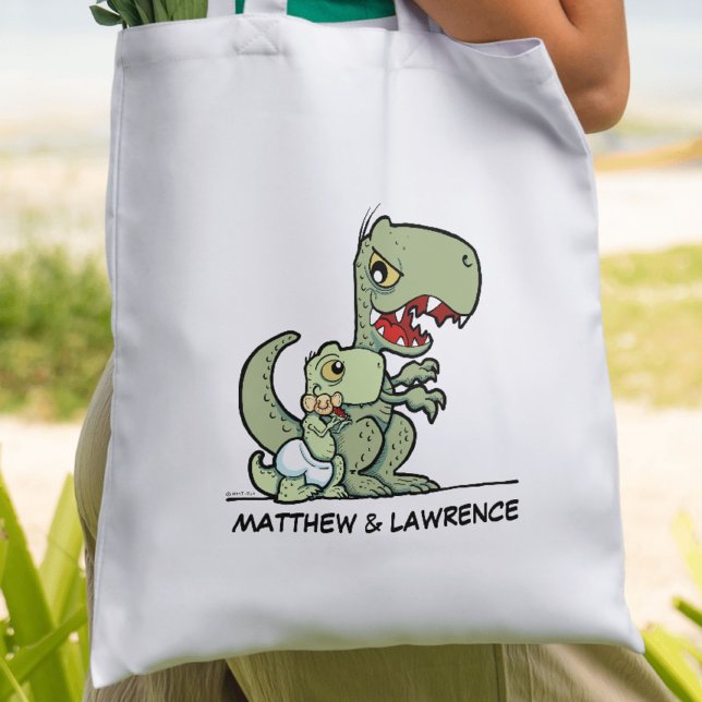 Personalised Little Brother T-Rex Dinosaur Name Tote Bag (Personalized Little Brother T-Rex Dinosaur Name Tote Bag)