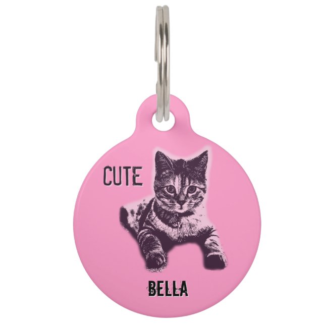 Personalised Little Cat Kitten Kitty Pet Tag (Front)