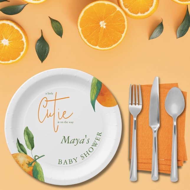Personalised Little Cutie Citrus Baby Shower  Paper Plate (Creator Uploaded)