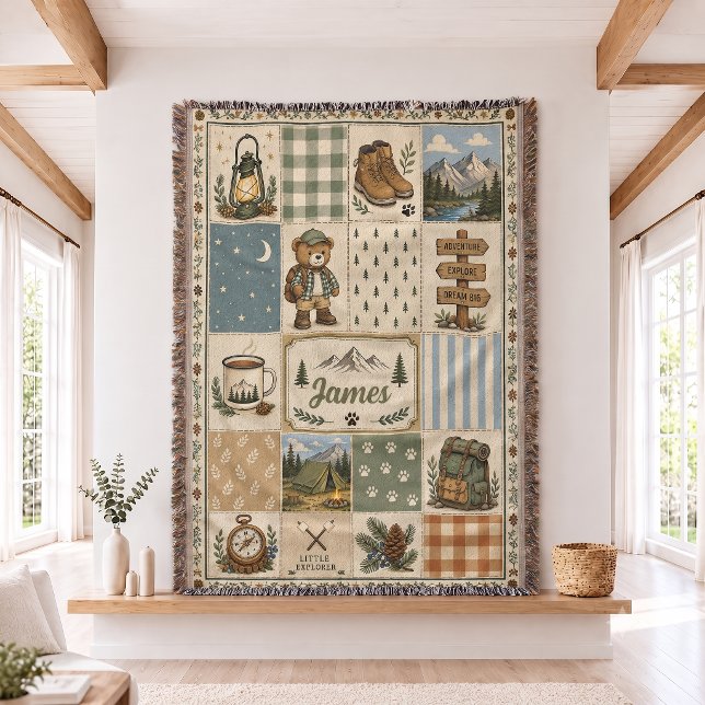 Personalised Little Explorer Woven Throw Blanket  (Creator Uploaded)