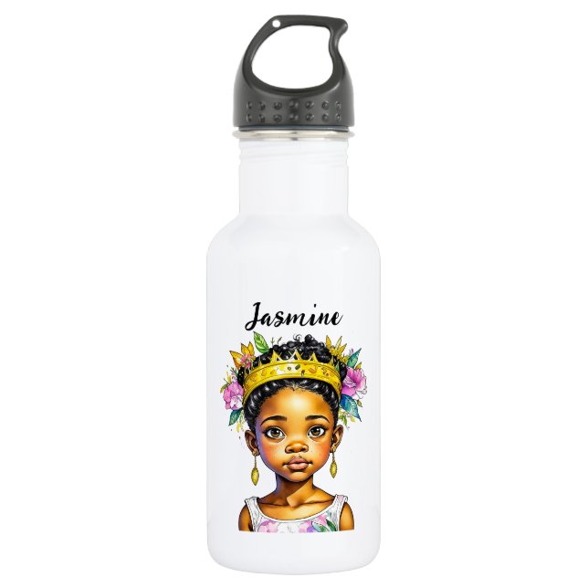 Personalised Little Girl Princess of Colour 532 Ml Water Bottle (Front)