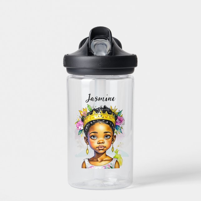 Personalised Little Girl Princess of Colour Water Bottle (Front)
