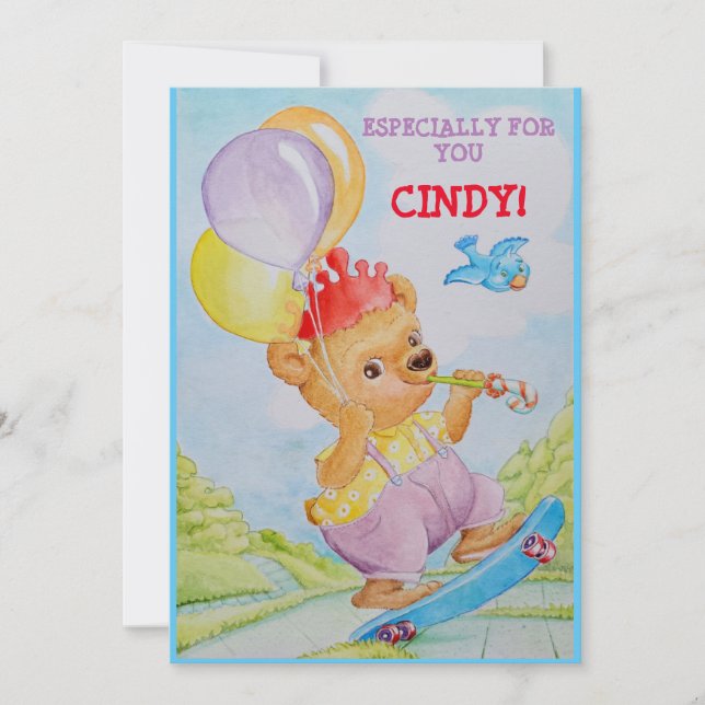 Personalised little girls birthday greeting card (Front)