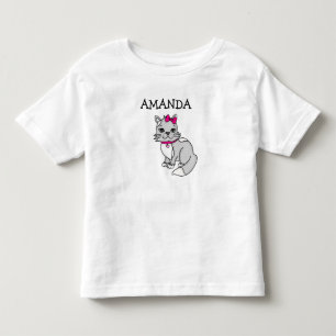 Personalised Little Girl's Grey Kitten with Bow To Toddler T-Shirt