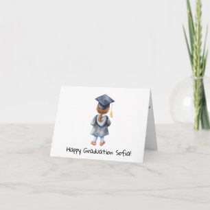 Personalised Little Girls Kindergarten Graduation  Card