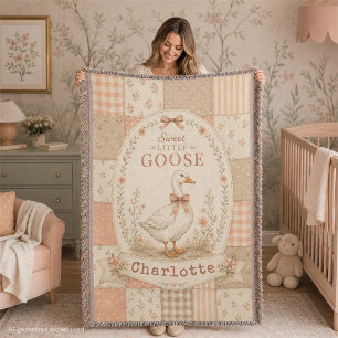 Personalised Little Goose Baby Girl Keepsake Throw Blanket