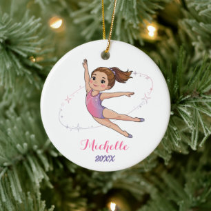  Personalised Little Gymnast Girl Christmas  Ceramic Tree Decoration