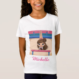 Personalised Little Gymnast Girl Christmas Pink T-Shirt
