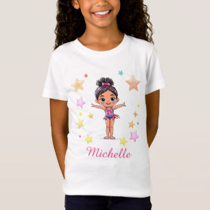 Personalised Little Gymnast Girl Christmas Pink T-Shirt