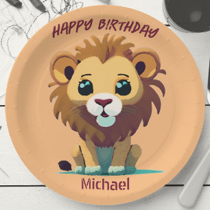Personalised Little Lion Birthday Paper Plate