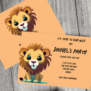 Personalised Little Lion Birthday Party Invitation