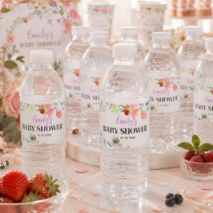 Personalised Little Love Bug Baby Shower Water Bottle Label