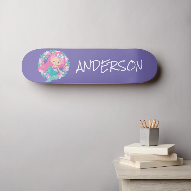 Personalised  little mermaid  skateboard (Wall Art (Horz))