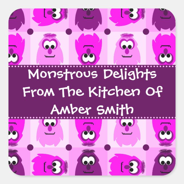 Personalised Little Monster Pattern Labels (Front)