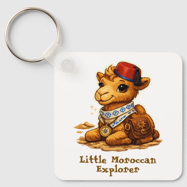 Personalised Little Moroccan Explorer Camel – Cute Key Ring (Front)