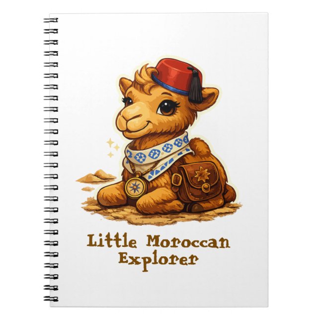 Personalised Little Moroccan Explorer Camel – Cute Notebook (Front)