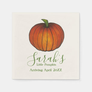 Personalised Little Orange Pumpkin Baby Shower Napkin