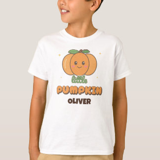 Personalised Little Pumpkin Kids Halloween Fall T- T-Shirt
