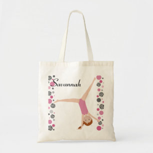 Personalised Little Red Hair Gymnast in Pink Tote Bag