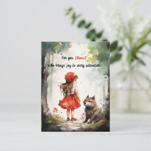 Personalised Little Red Riding Hood Cute Postcard