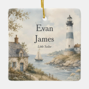 Personalised Little Sailor Lighthouse Ornament