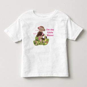 Personalised Little Sister Monkey Girls Kids Shirt