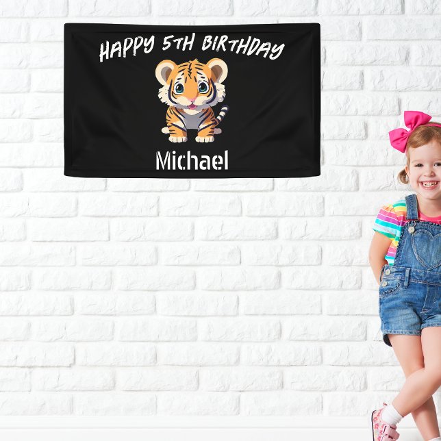 Personalised Little Tiger Cub Birthday Banner (Creator Uploaded)